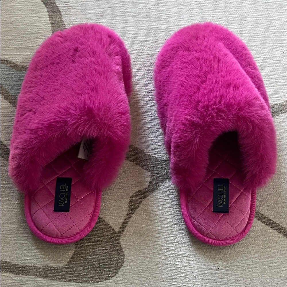 Rachel Vibrant Pink Plush Slippers